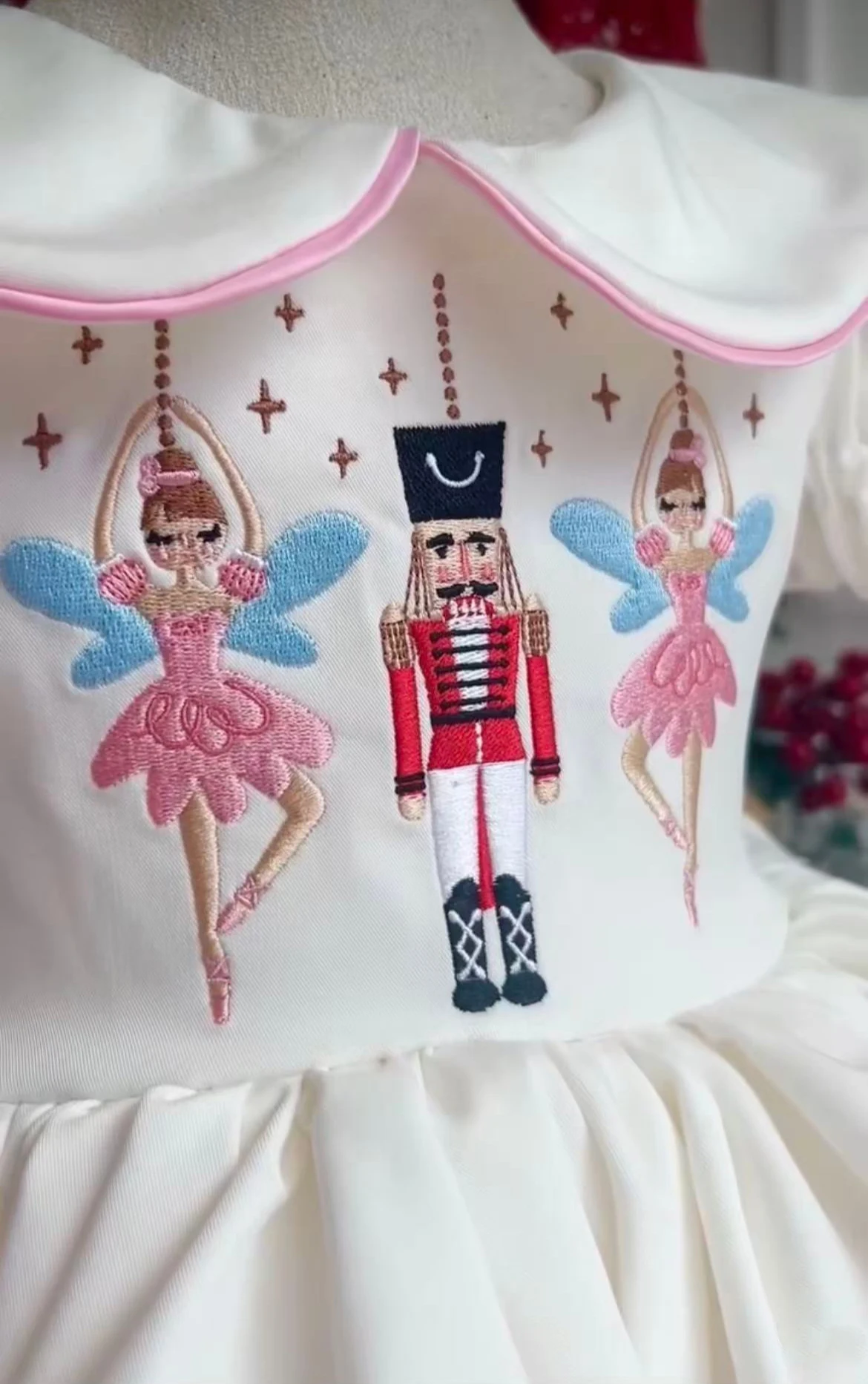0-12Y Baby Girl Summer Elf Nutcracker Embroidery Vintage Princess White Dress for Birthday Photography Holiday Eid ChristmasB464