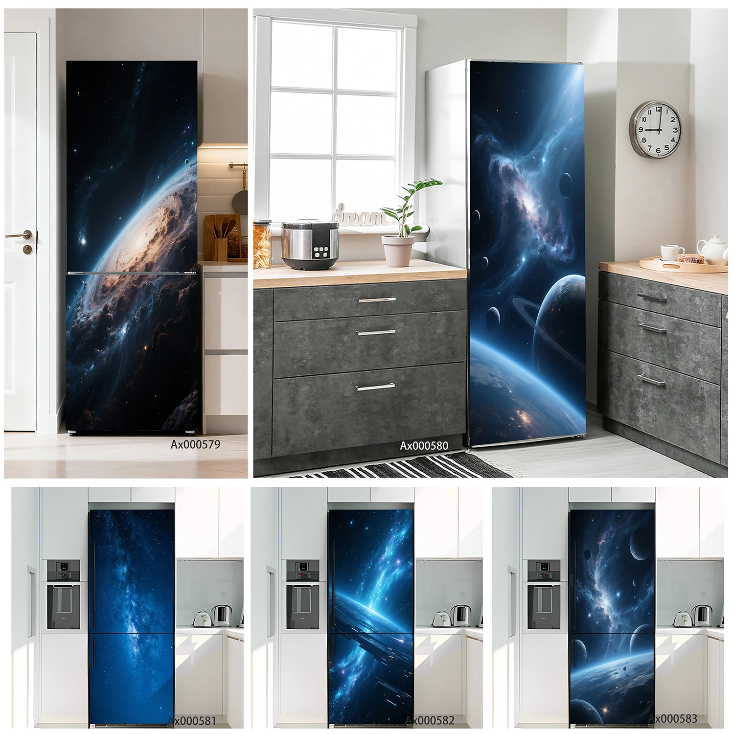 

Deep Space Nebula Fridge Stickers Self Adhesive Waterproof Refrigerator Cabinets Wardrobe Door Cover for Kitchen Home Decor