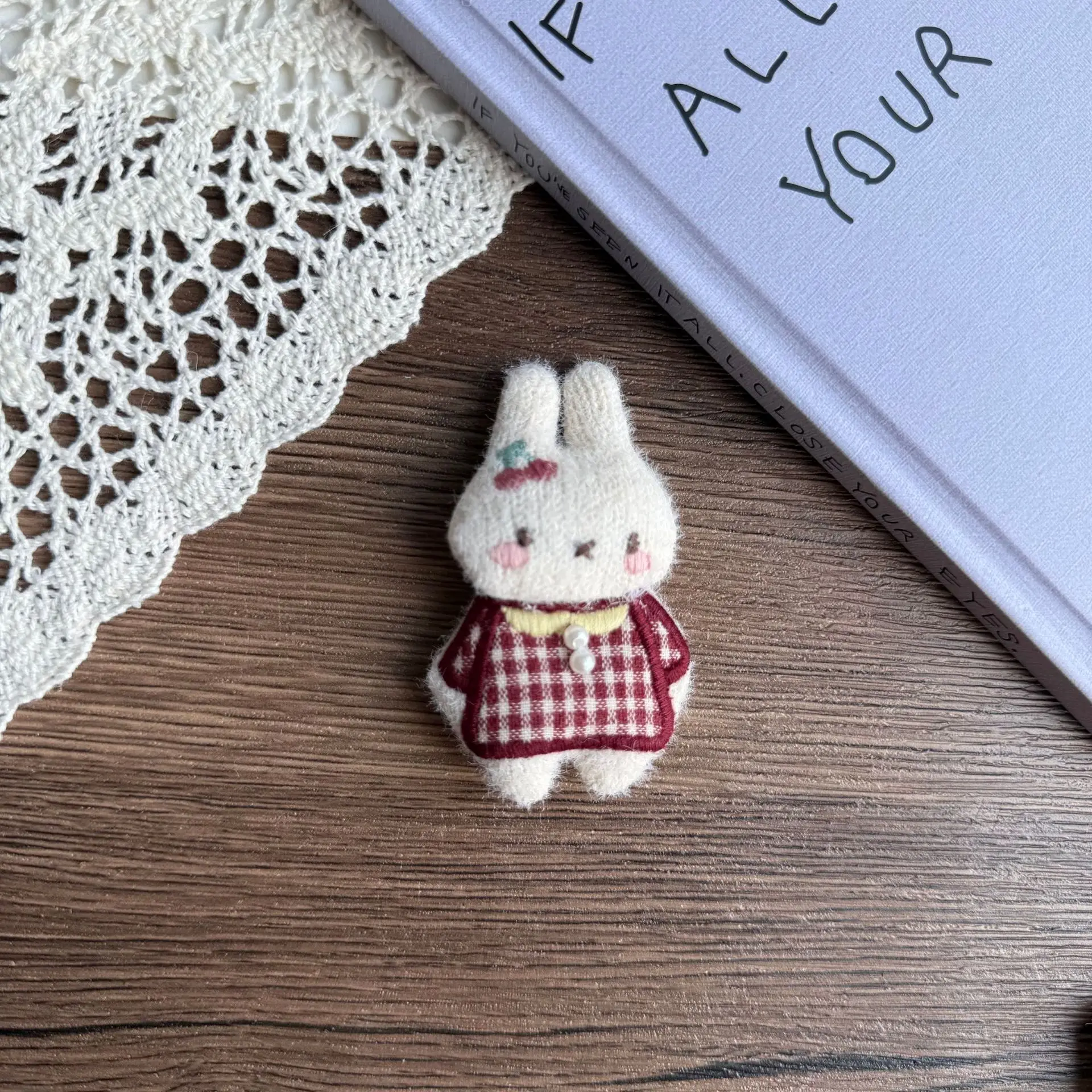 Cute Dressed Up Rabbit Cartoon Plush Brooch Pin for Bag Hat Scarf Shoes Socks Children Sewing Embellishment