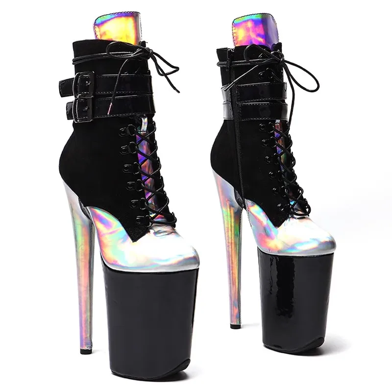 

New 23CM/9inches PU Upper Modern Sexy Nightclub Pole Dance Shoes High Heel Platform Women's Ankle Boots 079