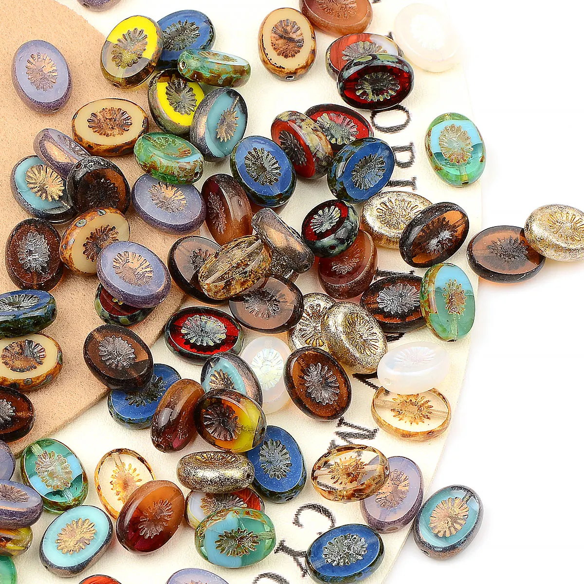 1x1.4cm 10pcs Exquisite Oval Shape Colorful Czech Glass Beads Loose Beads Diy Earrings Necklace Accessories