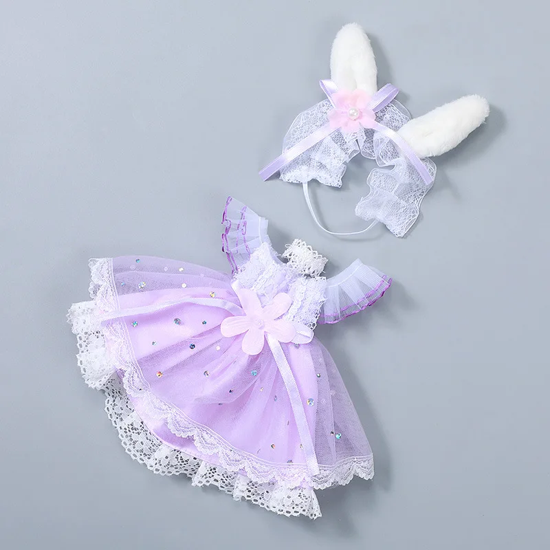 

28cm Baby Doll Clothes Accessories Dress Up 1/6 Bjd Doll Clothes Cute Rabbit Ears Skirt Suit for Girls Diy Toy Gifts