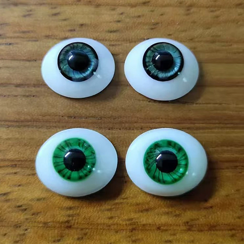 ดวงตาแก้วรูปไข่สีเขียว/น้ำเงิน ขนาด 12 มม. สำหรับตุ๊กตา reborn