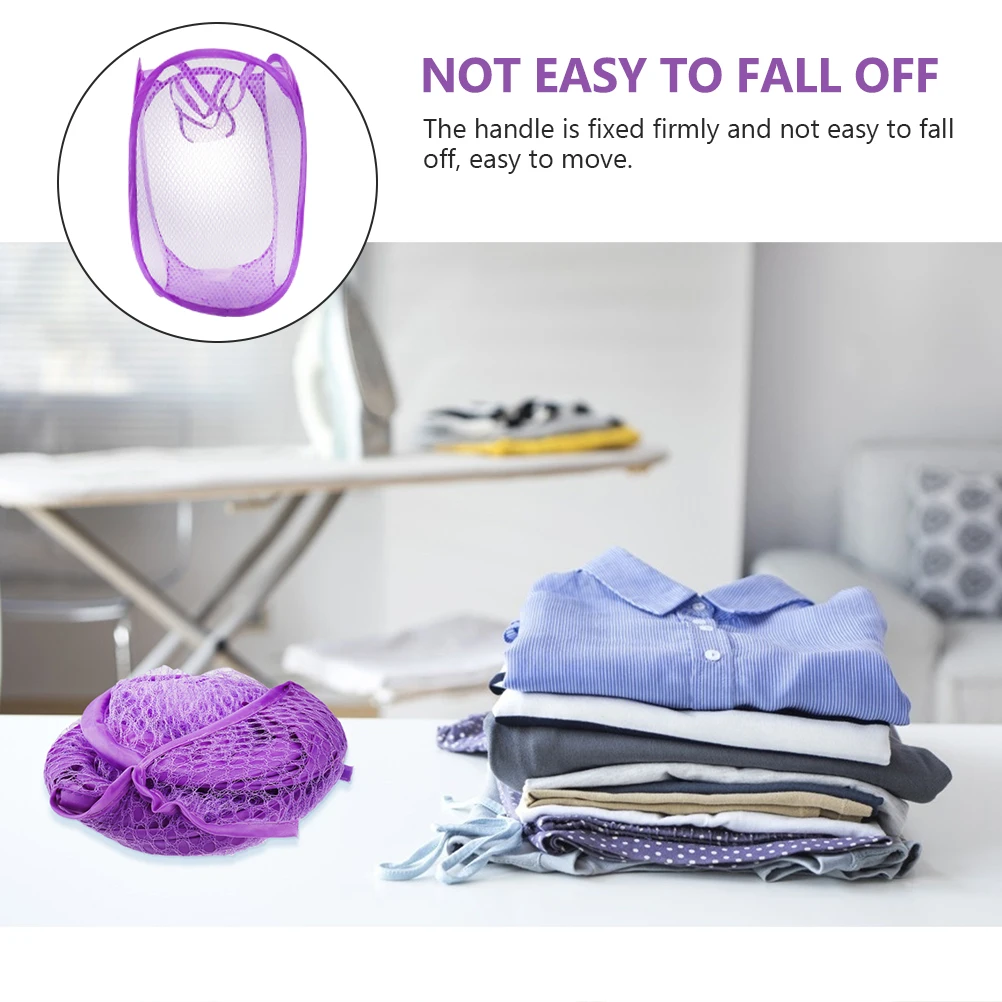 

Folding Laundry Basket Pop-up Hampers Collapsible Net Mesh Small Baskets Foldable Storage Bins