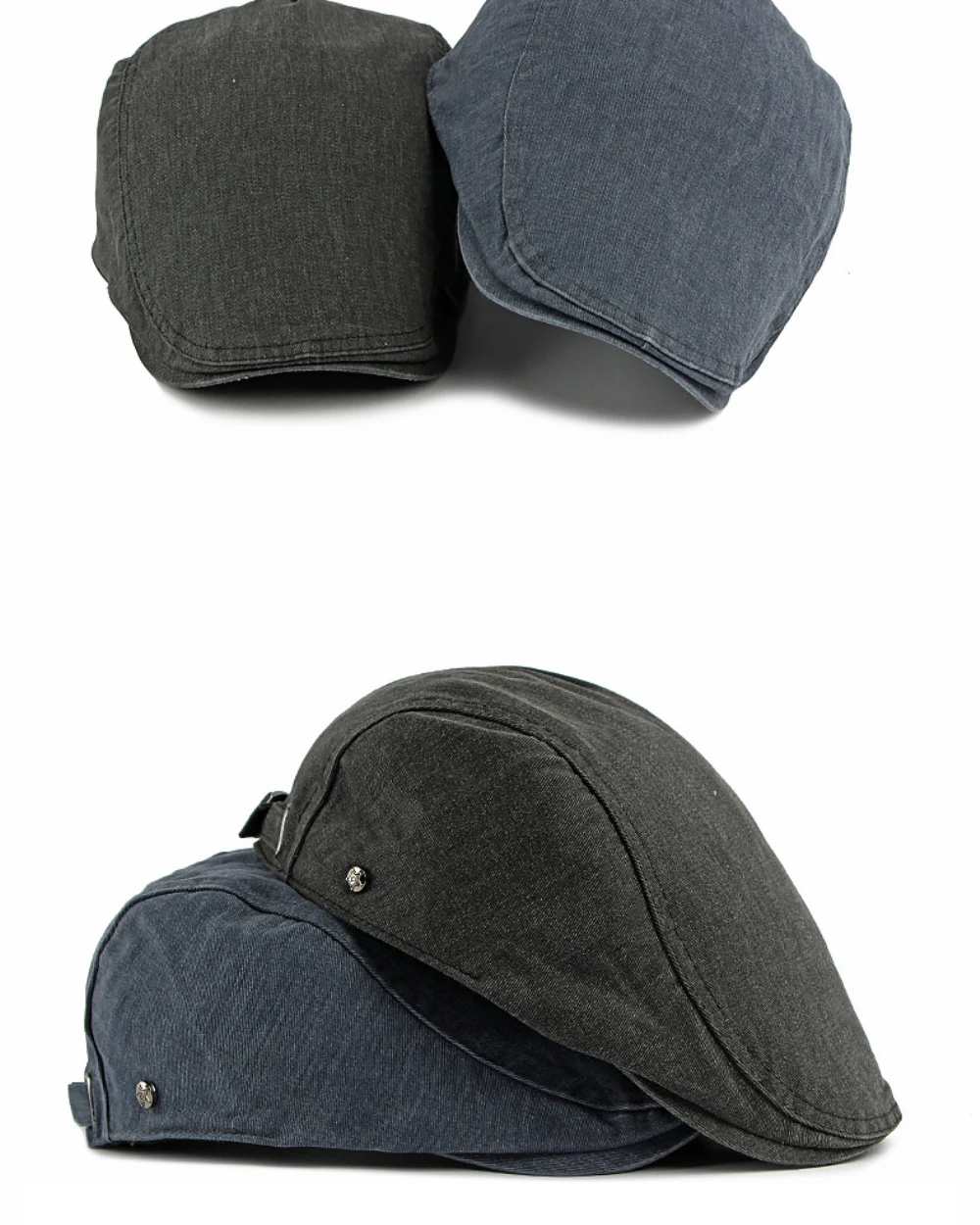 HT5097 Herren- und Damen-Baskenmützen Retro 100% Gewaschene Baumwolle Baskenmütze Unisex Ivy Flat Cap Einfarbig Schlicht Frühling Sommer Herbst Baskenmütze – Detail 4