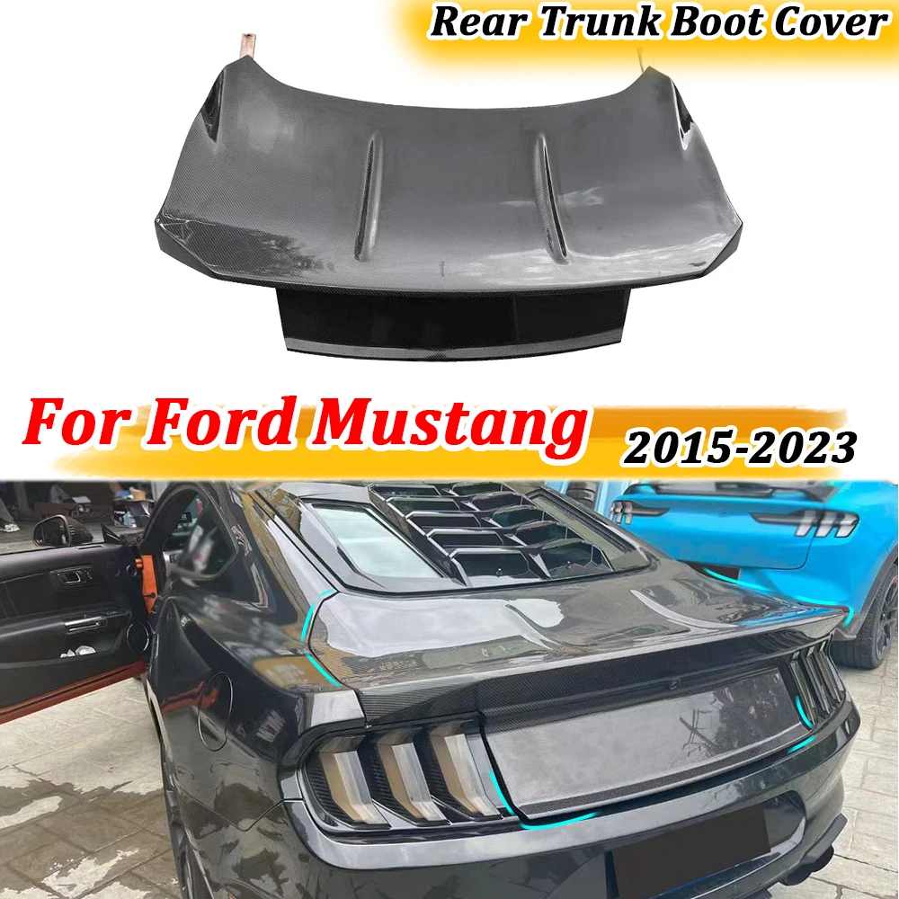 

Carbon Fiber Tailgate Rear Trunk Boot Cover Trim For Ford Mustang 2015-2023 W Style FRP Accessories Body Kits Decoration