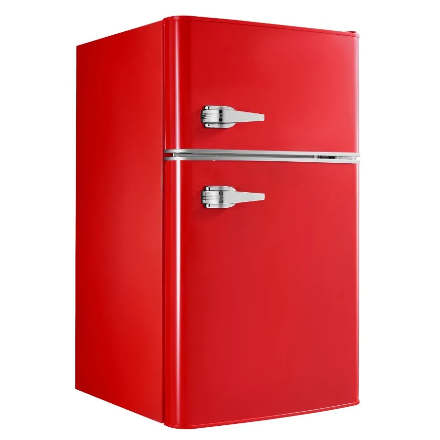 

Мини-холодильник с морозильной камерой, 3,2 куб. фута, двухдверный компактный холодильник с регулируемой температурой, стеклянная полка, энергоэффективное общежитие