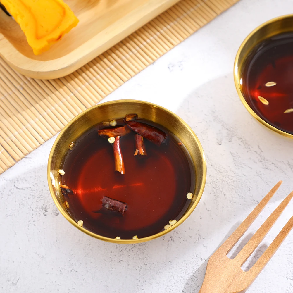 

8pcs Stainless Steel Sauce Dishes Premium Condiment Bowls Deep Wide Serving for Side Dessert Soup Restaurant Home Use Golden
