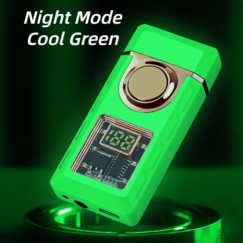 Encendedor recargable portátil tipo C controlado por voz, luz de color, pantalla de batería, interruptor de llama abierta, encendedor de fuego a chorro