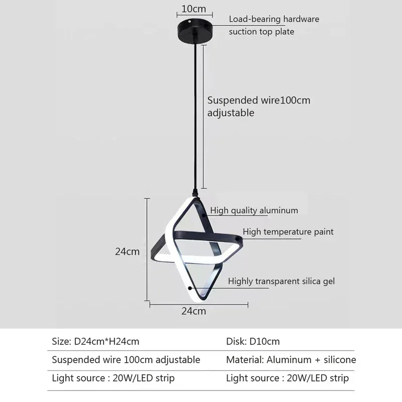 أضواء قلادة LED الحديثة ، الثريا السوداء لغرفة الطعام ، غرفة نوم ، السرير ، المنزل ، طاولة الطعام ، roomboat ، مصباح معلق