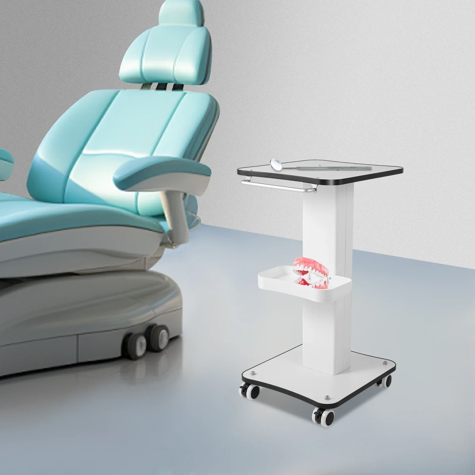 Troli Kecantikan Profesional - Troli Salon dengan 4 Roda, Pegangan & Penyangga Lantai untuk Spa |   Stasiun Pengatur Penyimpanan Ponsel