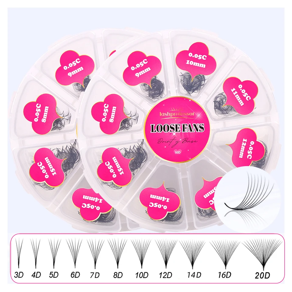 

Lashprofessor All Size 3D-40D Loose Fan Eyelash Extension Mega Volume Fans Pointy Base Premade Fans Bouquet Professional Makeup
