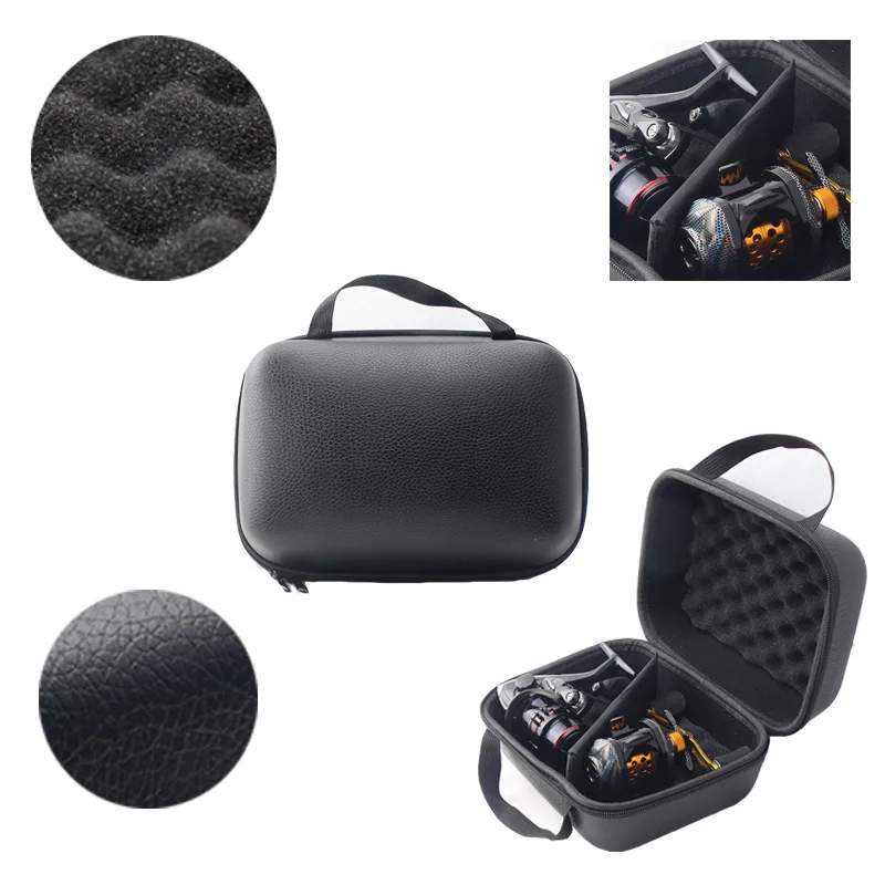 EVA Fishing Reel Bag for Spinning Casting Reels Waterproof Hard Shell Reel Storage Case Bait Wallet Binder Tackle Organizer