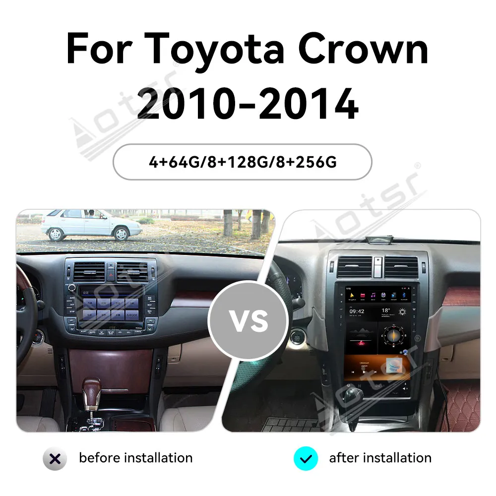 13.6'' Android 13 for Toyota Crown 2010-2014,Qualcomm 665 Car Screen Navigation Apple Carplay Car Radio Music DSP GPS BT MP4 TV