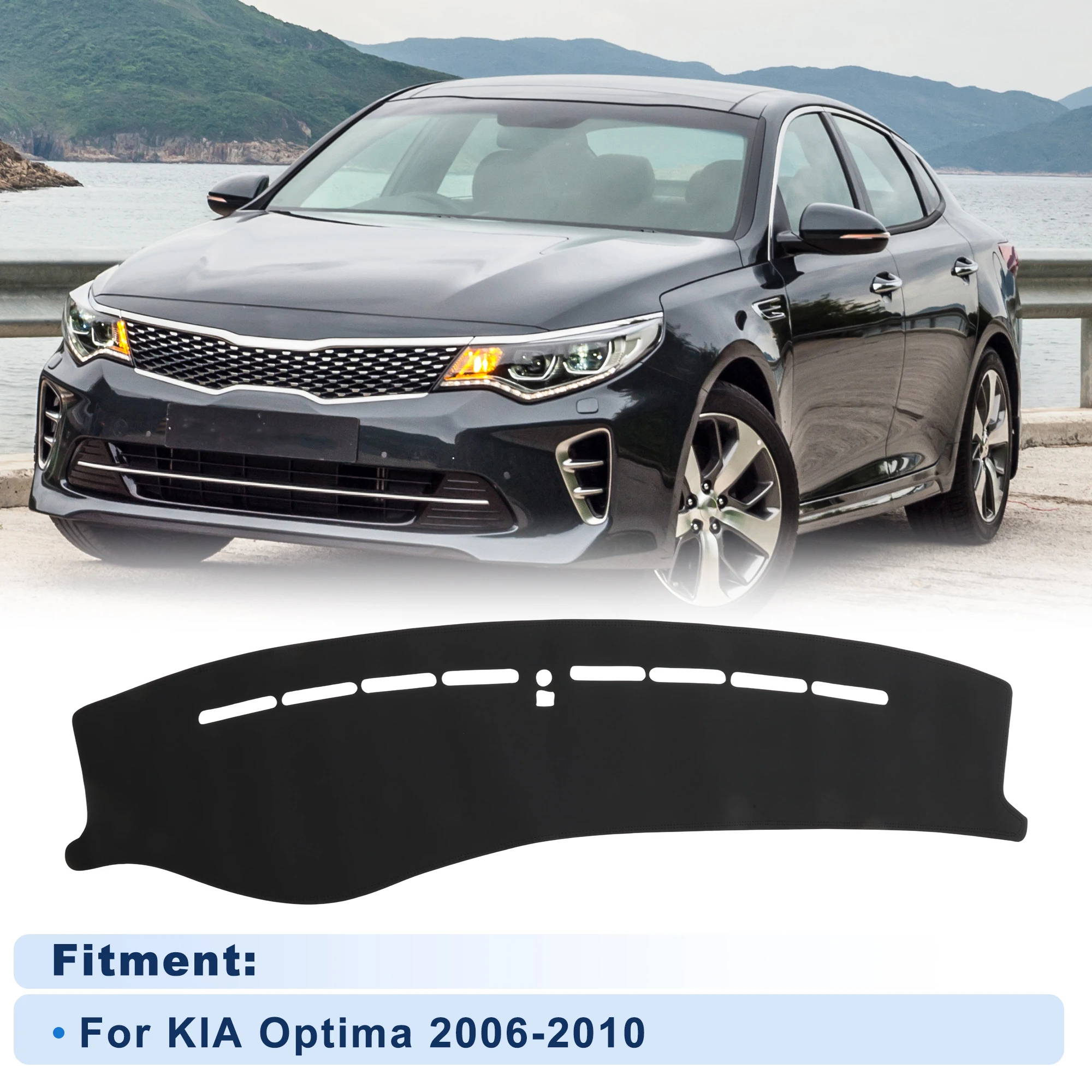 UXCELL Dash Cover for KIA Optima 2006-2010 Without HUD Faux Leather Black 1 pcs
