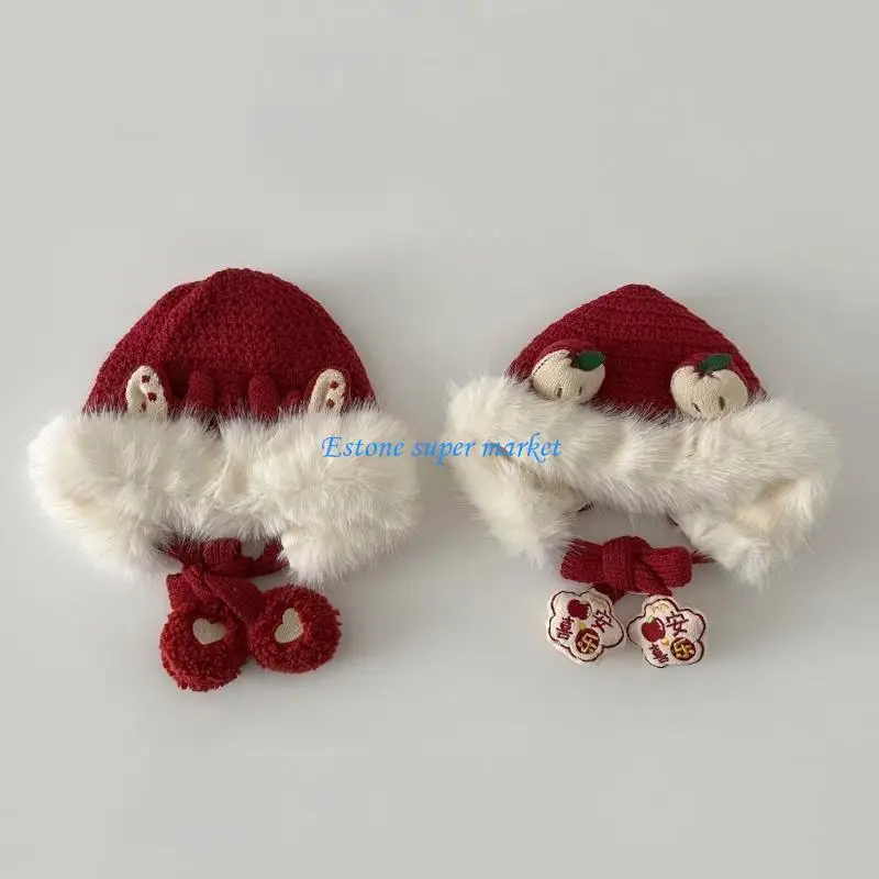 

090B Lovely Toddler Bonnet Soft & Breathable Warm Hat with Christmas Pattern Theme