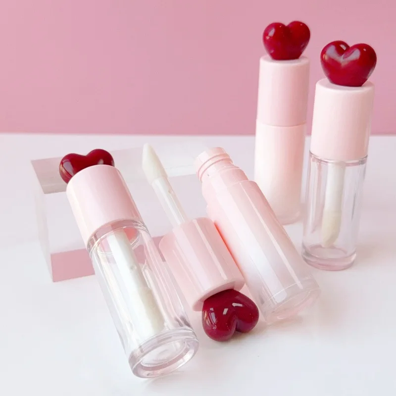 Nuevo Tubo de Brillo Labial con Etiqueta Privada, Tubo Rosa Rojo en Forma de Corazón de 11 ml, Envase de Lápiz Labial Líquido Vegano, Lindos Envases de Rubor, 40 Piezas
