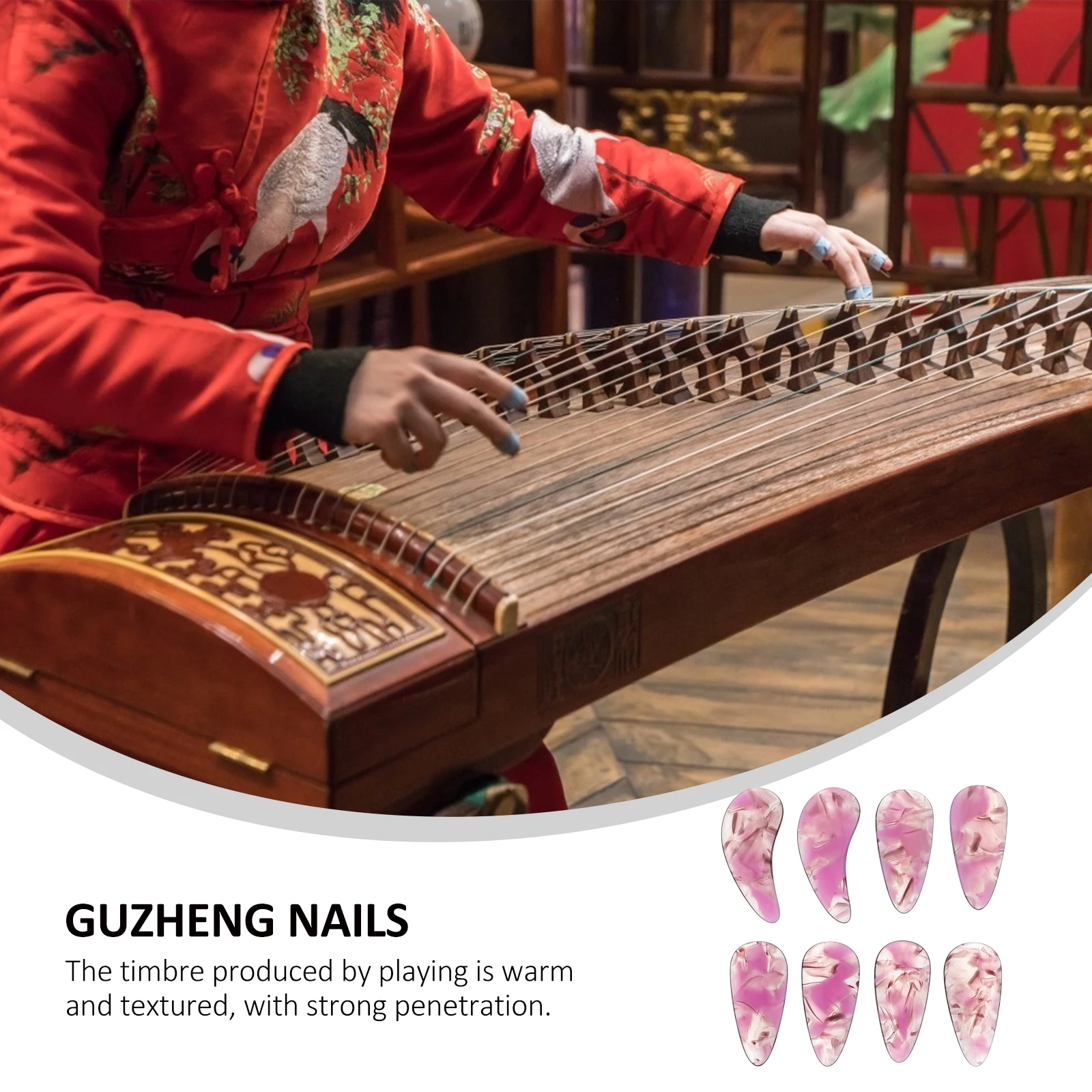 

8 Pcs Finger Picks for String Instruments Protective Guzheng Fake Nails Supplies Assorted Color False Polymer Lightweight