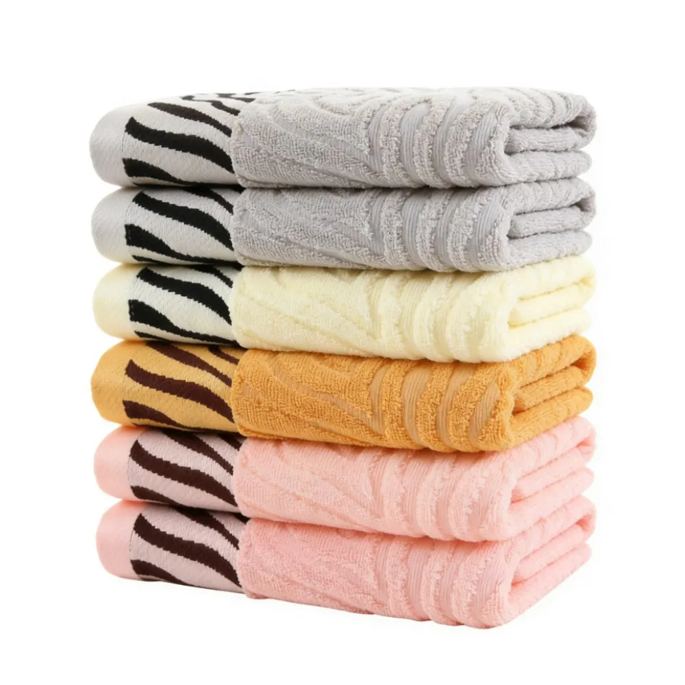 2pcs Bamboo Fiber Tiger Pattern Towel Set for Adults Bath Towel Face Hand Terry Washcloth Travel Sport Towel Essential Bathroo