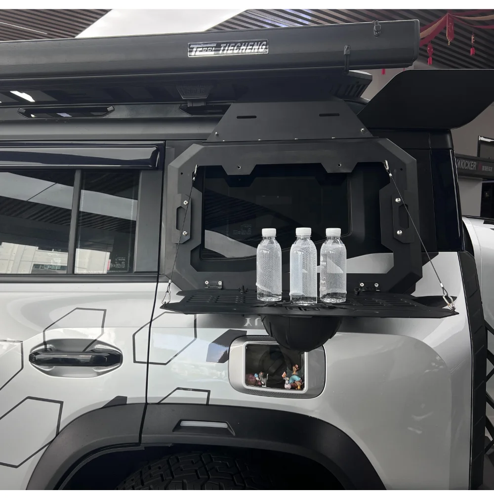 Traveller T2 Car Side Window Storage Box Iron Black Protection Rack with Mecha Style and Easy Installation