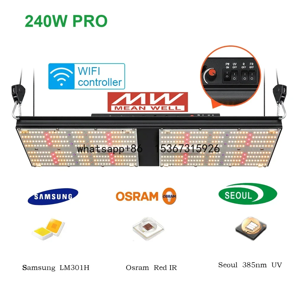 2024 Smart LED Panel Grow Lamp Samsung lm301h UV IR Dimmable 240 watt led Plant Lamp full spectrum For Veg Bloom Growing Tents