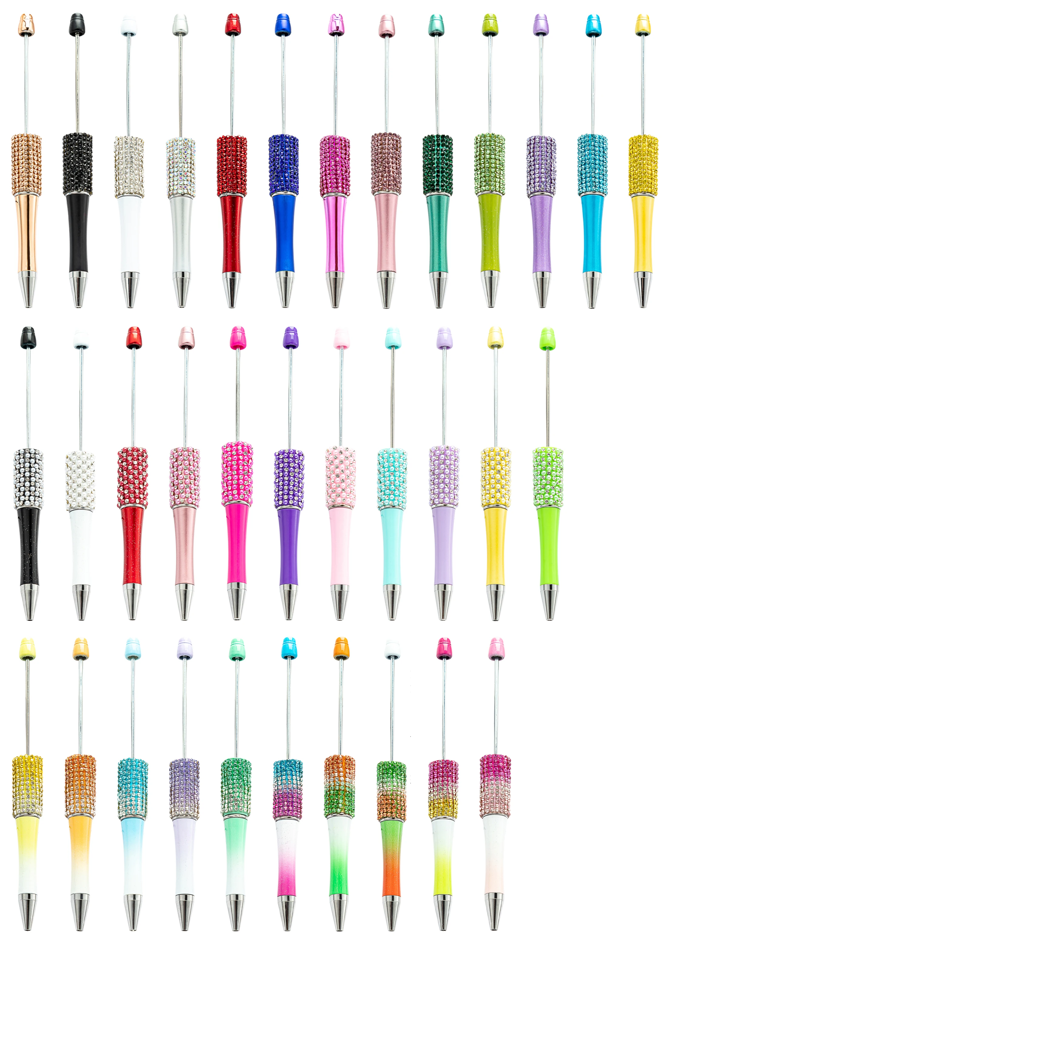 10-100Pcs Diamond Bead Pen Wholesale Creative DIY Handmade Sticker Set Diamond Beaded Ballpoint Pens Advertising Gift Pen