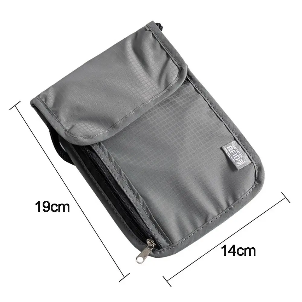 Bolsa de nailon RFID para identificación de pasaporte Unisex, bolsa multifuncional impermeable para documentos, soporte para tarjetas de crédito, viaje