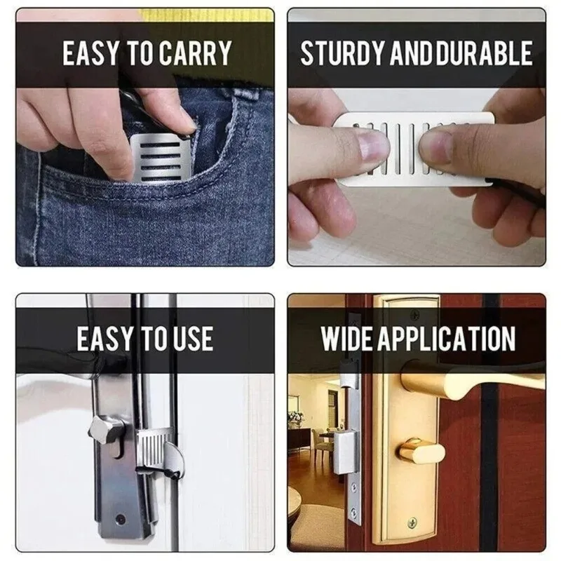 8cm Portable Stainless Steel Door Blocker Anti-Theft Security Privacy Home Safety Tool Portable Door Lock Stopper