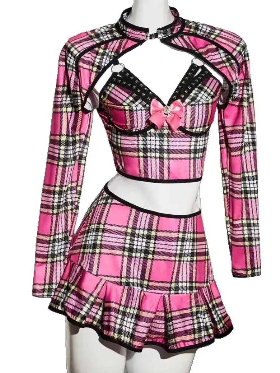 Sexy Skirt Sets Nightclub Wear Outfit Women's Stage Performance Outfit Autumn College Style Uniform Skirt Sets Charming NL6C image 5