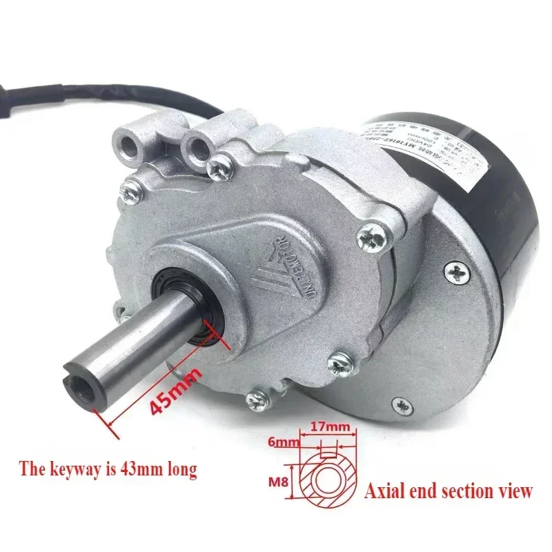 24V250W DC Brushed Electric Wheelchair Motor Low Speed 75/120rpm Secondary Reduction 44mm Long Shaft 0.64/0.98N.m for Electric W