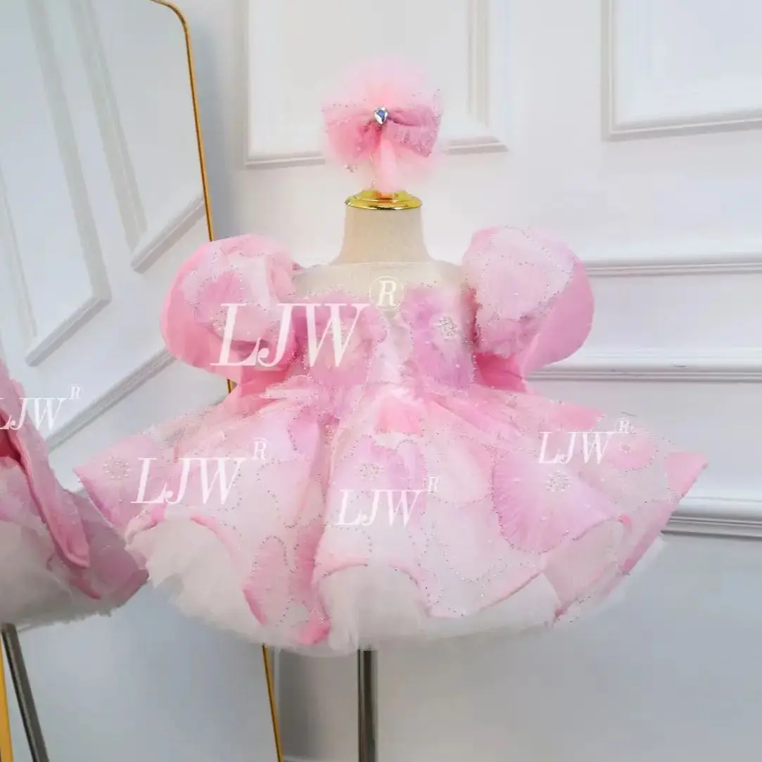 Elegant purple Dreamy Floral Toddler Gala Dress st Birthday Pageant Party Ball Gown Cute  Baby Pageant Dress Girl Sequin School