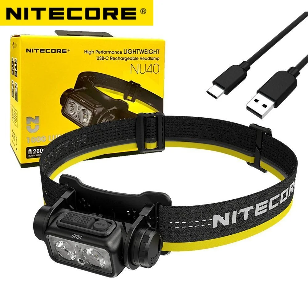 

NITECORE NU40 Headlamp 1000Lumens USB-C Rechargeable Headlight High Performance Lightweight Headlamp Built-in Battery