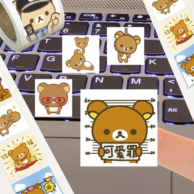 Rilakkuma cartoon avatar curl sticker,high appearance value,cute Ins Rilakkuma small stickers,phone and cup decoration stickers - view 6