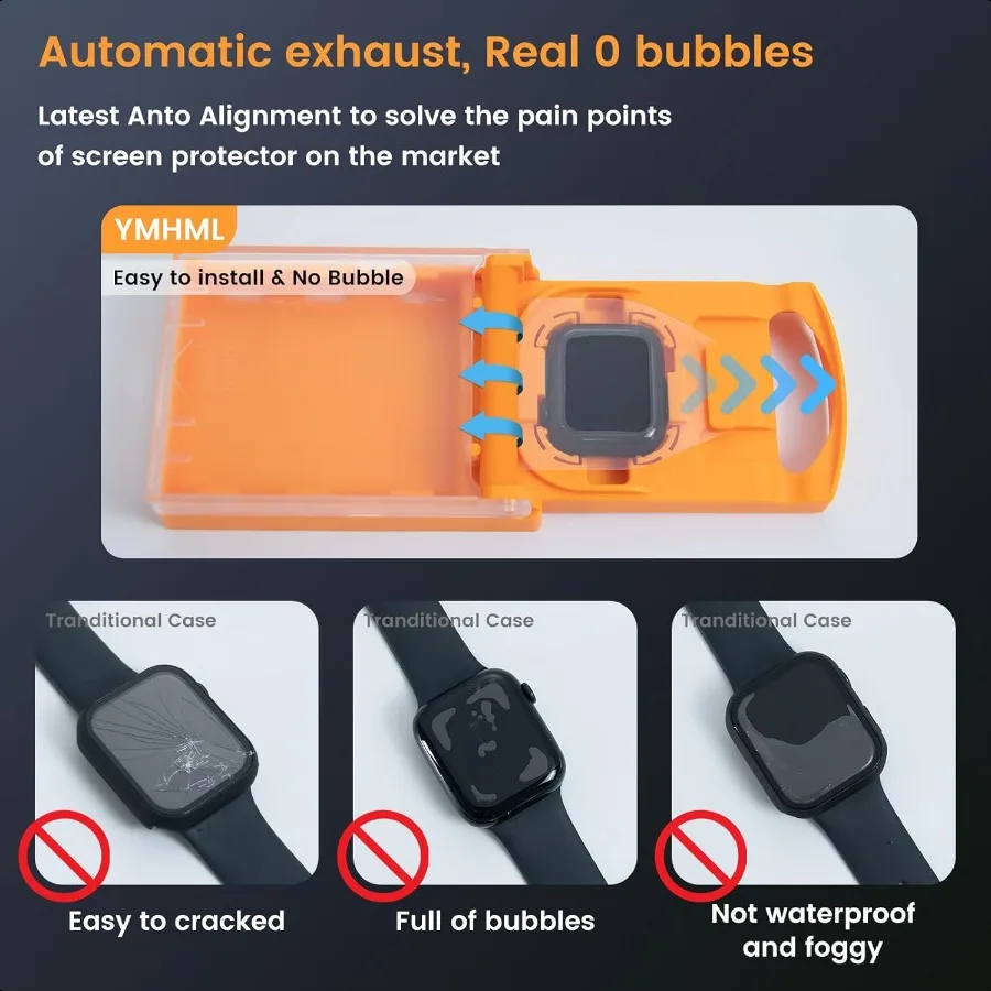 YMHML 3 عبوات لساعة Apple Watch Series 9 واقي شاشة 41 ملم [فقاعة صفر] ترقية تغطية كاملة ثلاثية الأبعاد HD طبقة شفافة مقاومة للماء