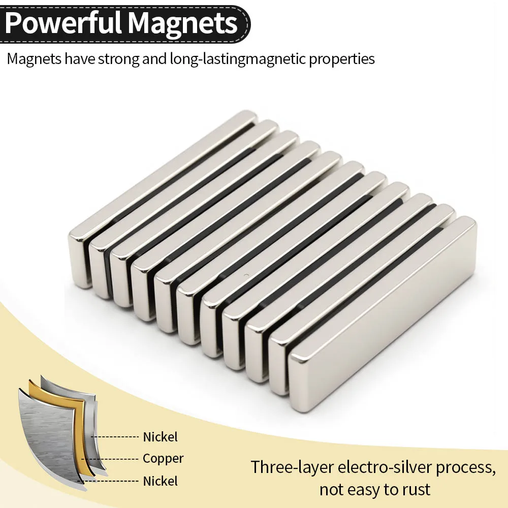 60x15x5mm Superstarker Neodym-Magnet N35 NdfeB Permanentmagnet imanes Block Leistungsstarke Magnete Kühlschrankmagnet – Detail 4