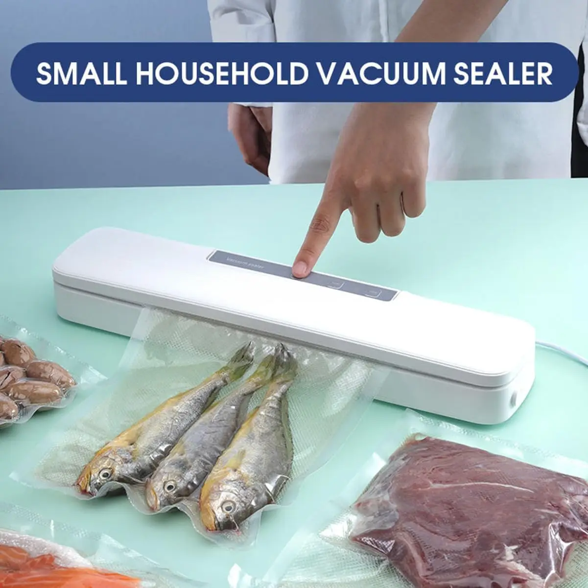 1 PC vacuum sealing machine, portable food preservation, storage, compression and packaging machine