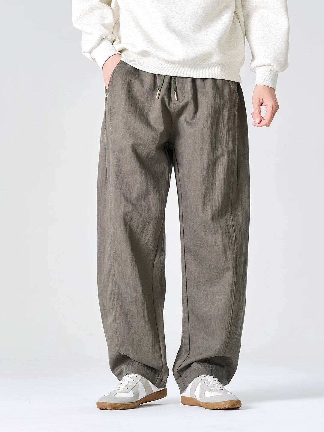 

Spring 2026 Men's Cotton Linen Casual Pants Loose Waist Straight Leg Wide Leg Trendy Brand Breathable Comfortable Straight Cut