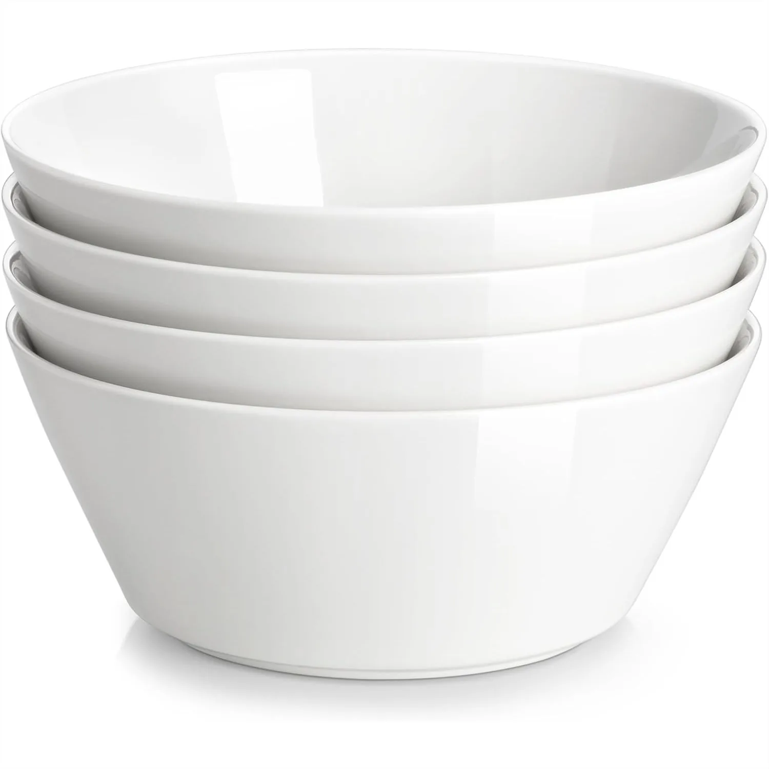 

White Porcelain Soup Bowls Set of 4, 35 Oz Deep Bowls for Cereal Salad Ramen and Fruit, Dishwasher and Microwave Safe