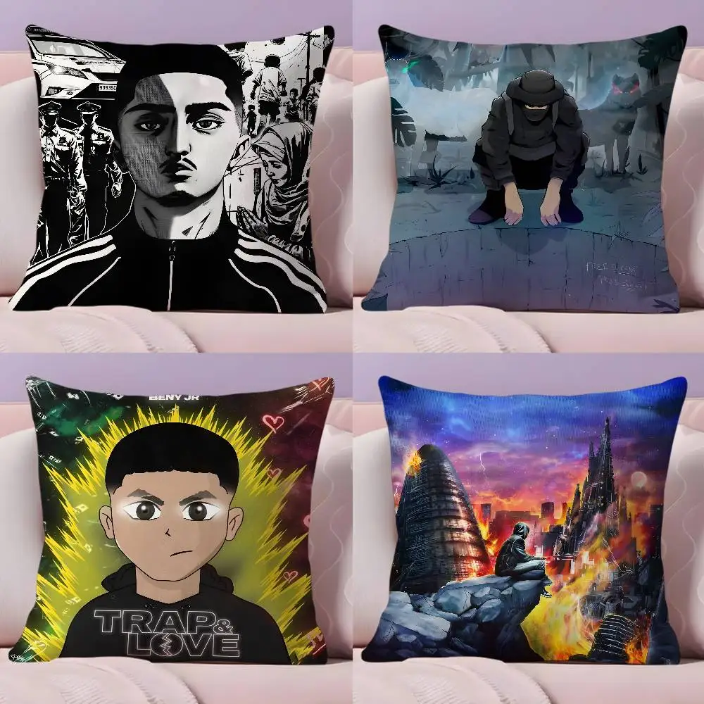 غطاء ألبوم مغني الراب B-BENY JR كيس وسادة غطاء وسادة فائق النعومة صديق للبشرة قماش سحابة مثل الراحة وسحاب مخفي