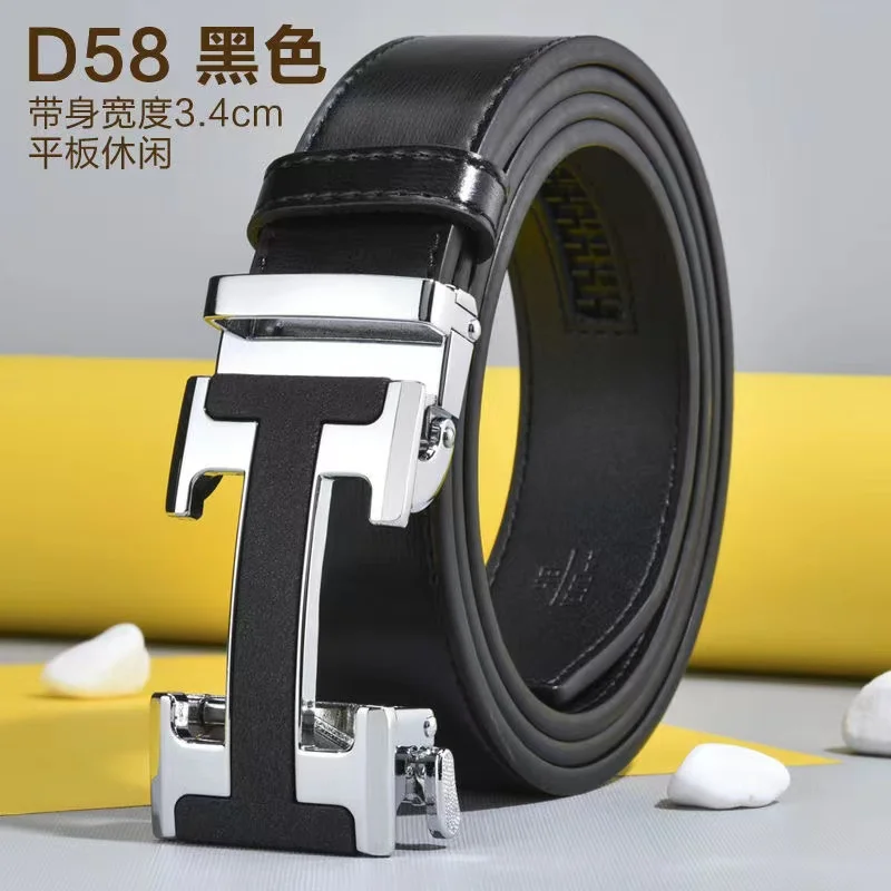 2025 Golf Men's Luxury Belt Fashion New Leather Automatic Buckle White Korean Pants Belt Youth Trend White Belt 110 -125cm