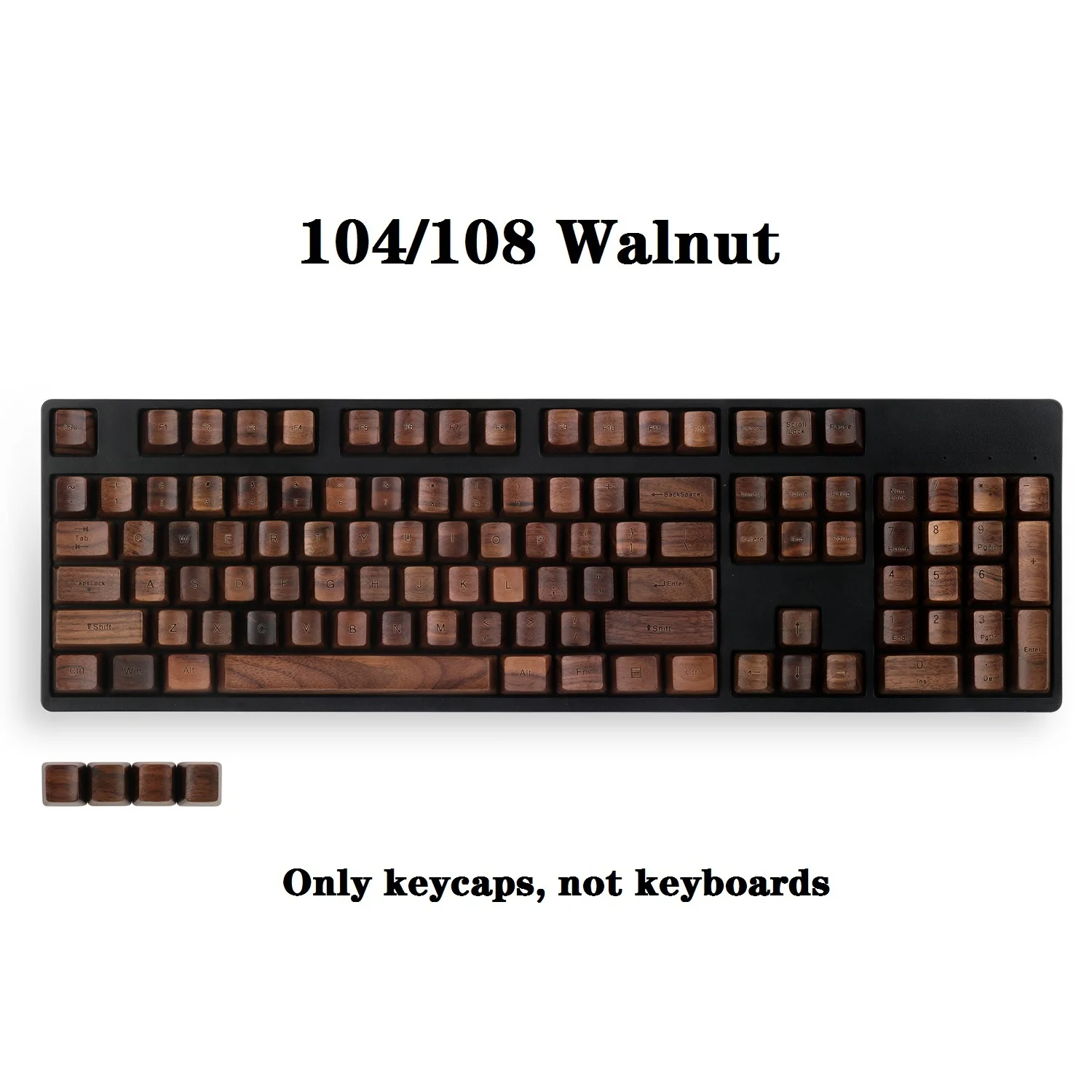 1 Set 61/87/104/108 Walunt Rosewood Beech Wood Keycaps OEM Profile For Mechanical Keyboard MX Switch 60% 75% 80% 98% Custom Keys