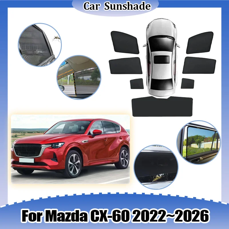 

For Mazda CX-60 2022 2023 2024 2025 2026 Sun Visor Breathable Heat Insulation Side Window Cover UV Protection Shade Accessories