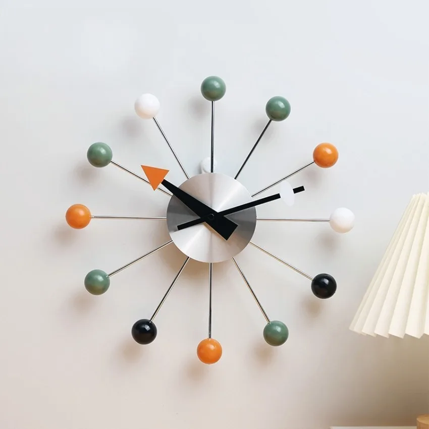 Modern Wall Clock Silent Non Ticking 13 Inch Pop Color Decorative Ball Clocks for Home Living Room Kitchen Office Wall Clocks