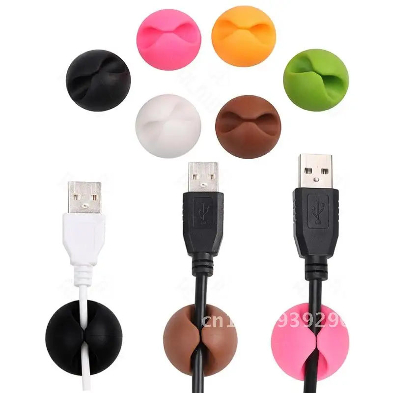 

3Pcs USB Cable Organizer Wire Winder Earphone Holder Cord Clip Office Desktop Phone Cables Silicone Tie Fixer Wire Management