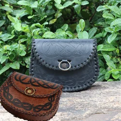 Medieval Waist Bag Retro Embossed Leather Waist Bag Viking knight Renaissance Waist Bag Halloween Cosplay Role-playing Wais