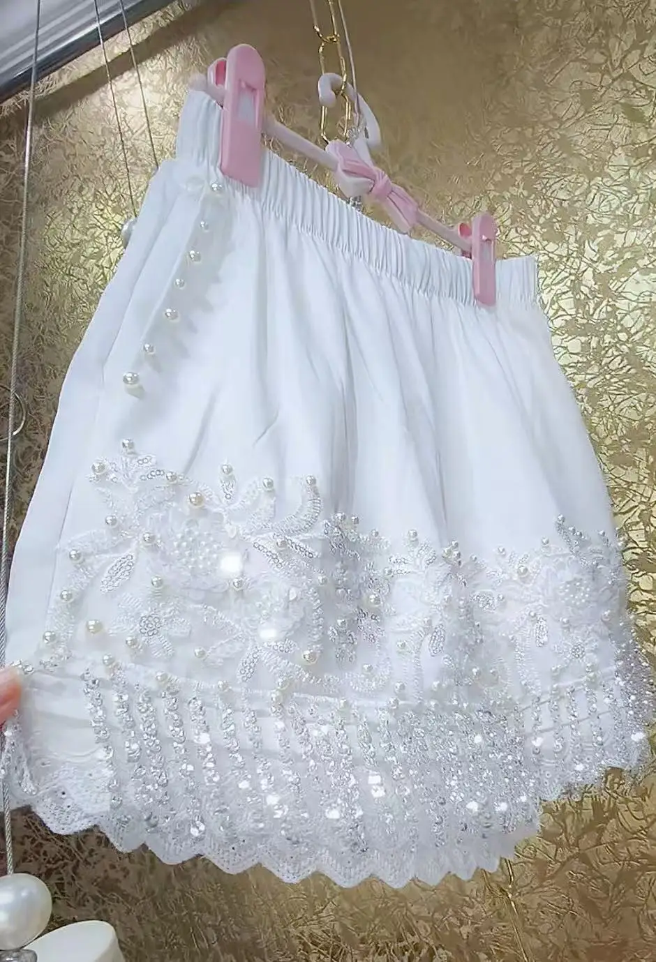 Novo em design de luxo high street y2k shorts brancos para mulheres 2025 verão quente curto cintura elástica calças curtas roupas femininas