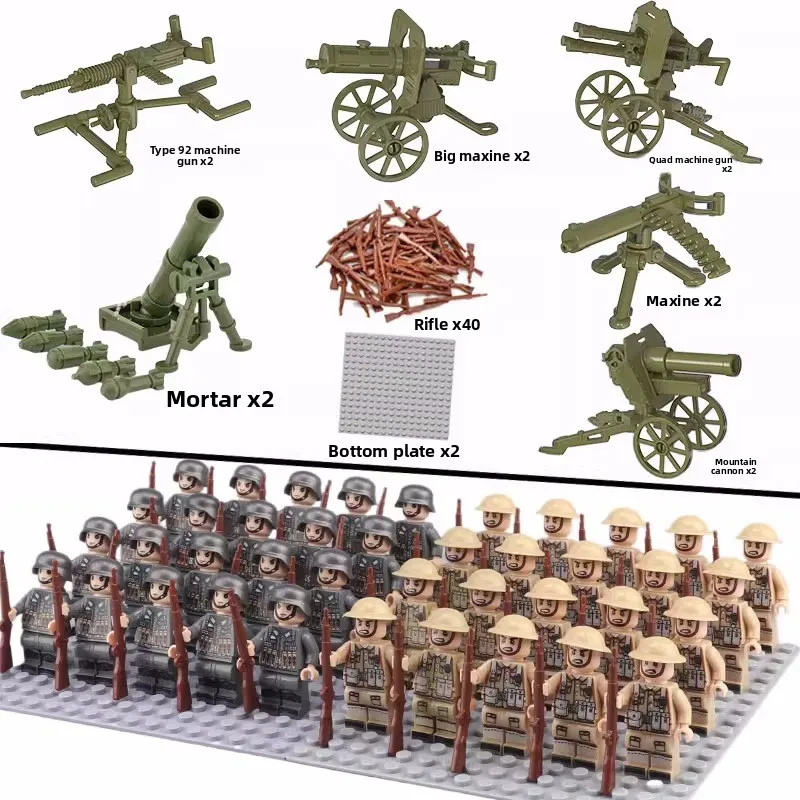 Zweiter Weltkrieg Militär-Bausteine, Puppen, Figuren, Menschenähnliche Puppen, Spielzeug, Schwere Waffen, Geburtstagsgeschenke, Zeichentrickfiguren. – Detail 8