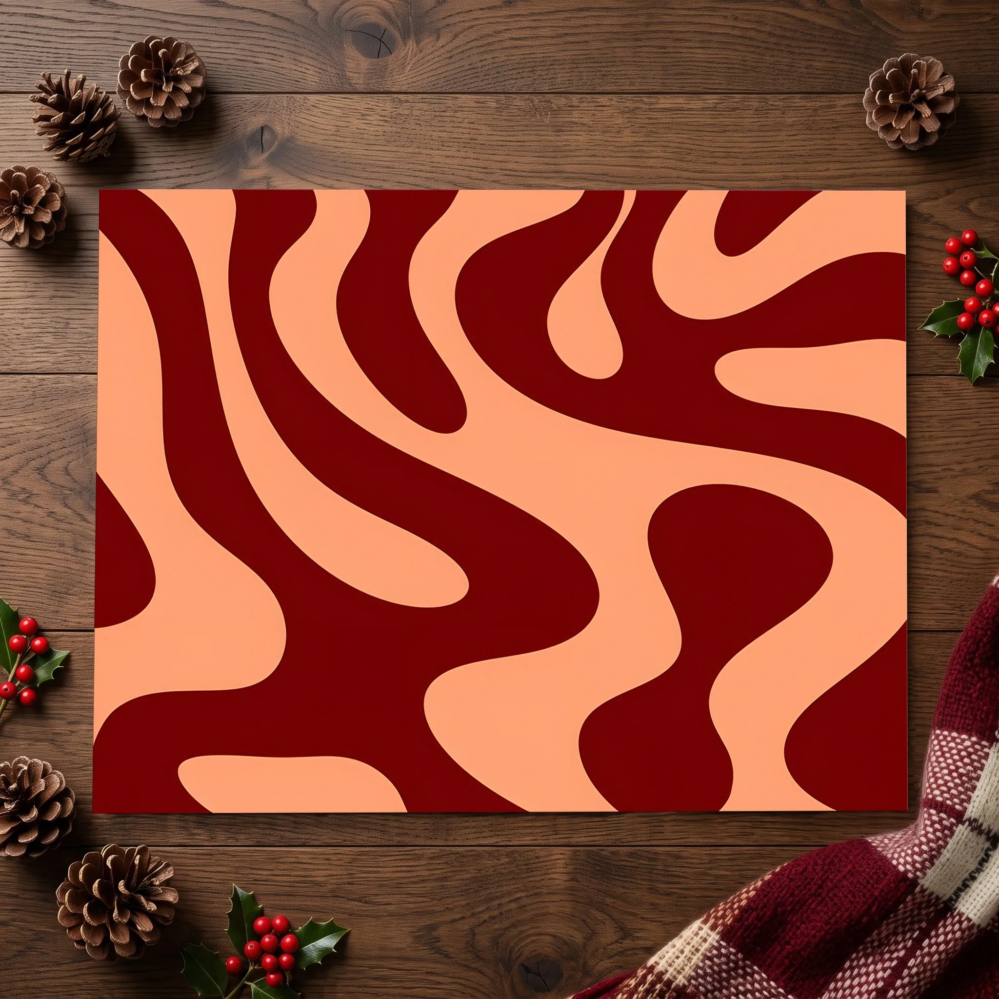 2D Large Rug Orange Brown Color Block Flowing Ripples Retro Instagram Style Living Room Bedroom Carpet