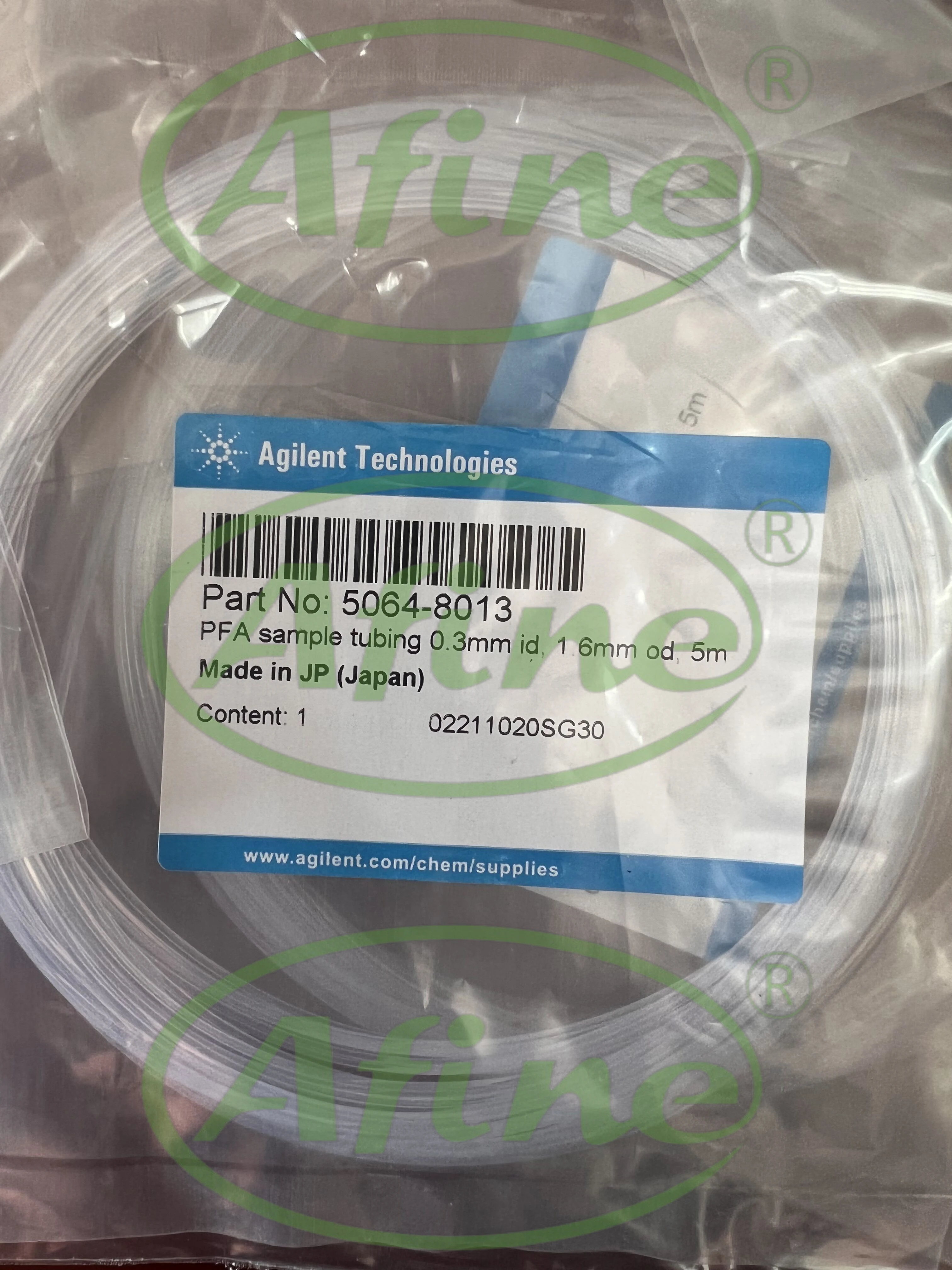 AFINE Agilent 0.3 mm ID, 1.6 mm OD PFA Sample Tubing: G1820-65478 (3 m) and 5064-8013 (5 m)