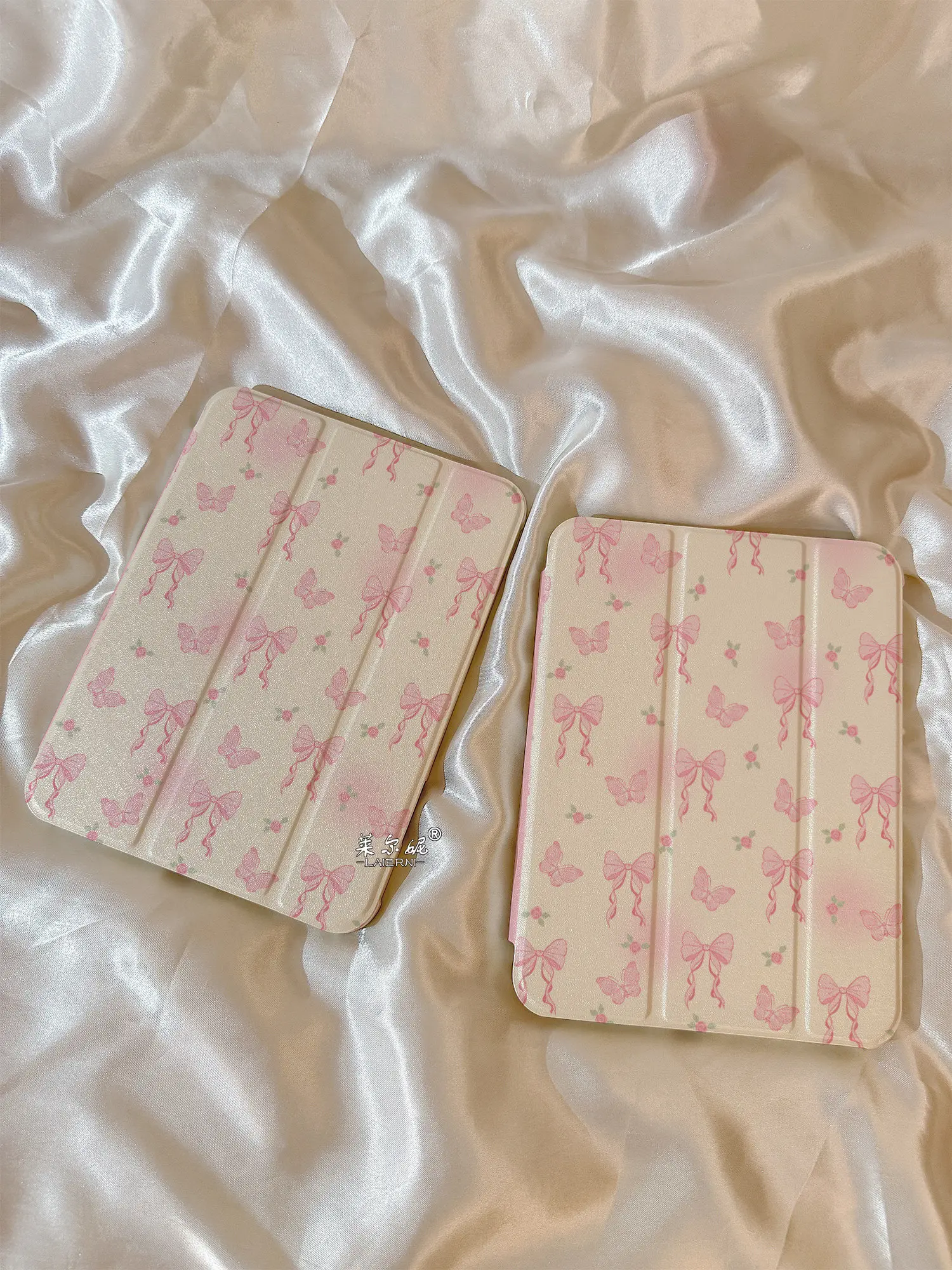 Korean Pink Bow With English Blend For iPad 11th A16 10 9 8 7 5 Pro 13 11 M5 M4 M3 M2 12.9'' Air  4 3 2 1 Mini 7 6 8.3'' Cover
